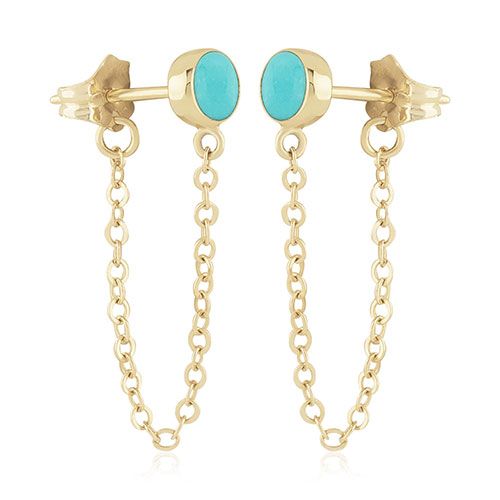 14kg 6x4 Turquoise W-chain Earrings - 01-400TQ-C