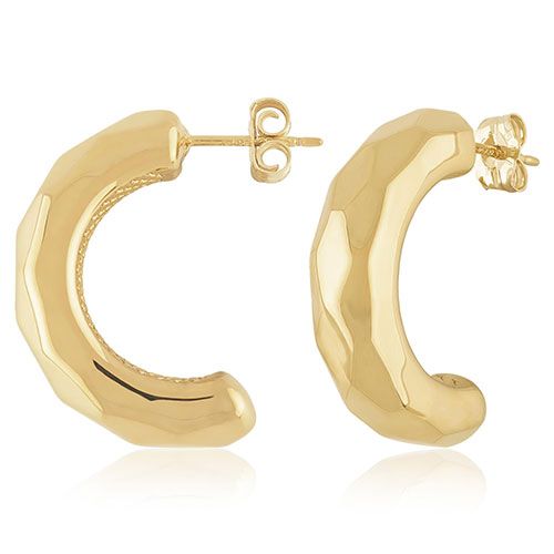 14kg Lg Faceted Half Hoop Earrings - 21-3373