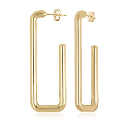 14kg Long Tube Rectangle J Hoop Earrings - 21-3377