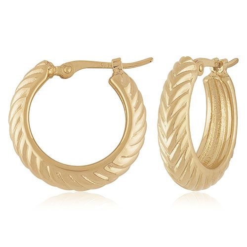 14kg Medium Chevron Hoop Earrings - 21-4229