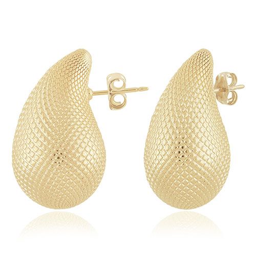 14kg Medium Faceted Tear Drop Stud Earrings - 21-3391-T