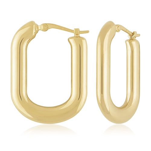 14kg Medium Flat Oval Hoop Earrings - 21-4228