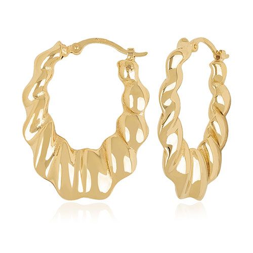 14kg Medium Wavy Hoop Earrings - 21-4213
