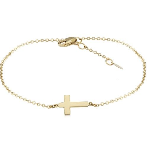 14kg Small Cross Sterling Silver Bracelet Adjustable 7-7.5 Inch Bracelet - 05-600-7-5