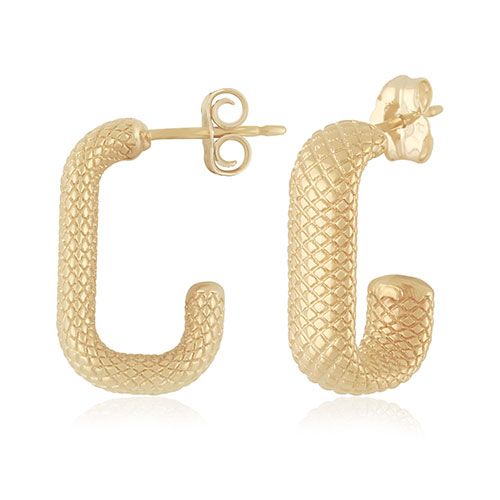 14kg Sm Faceted Rectangle Hoop Earrings - 21-3370-T