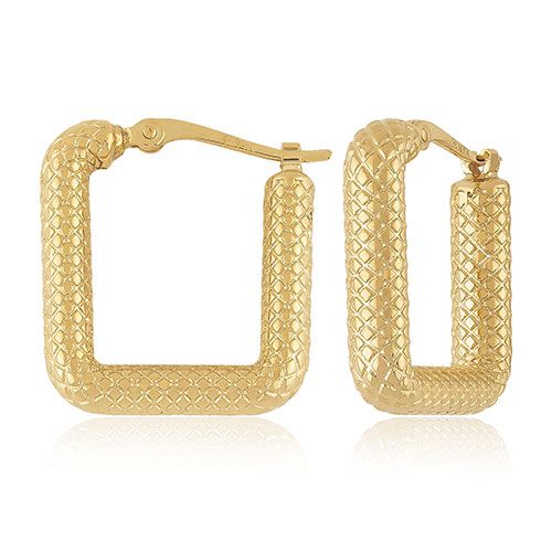 14kg Sm Faceted Square Hoop Earrings - 21-4232