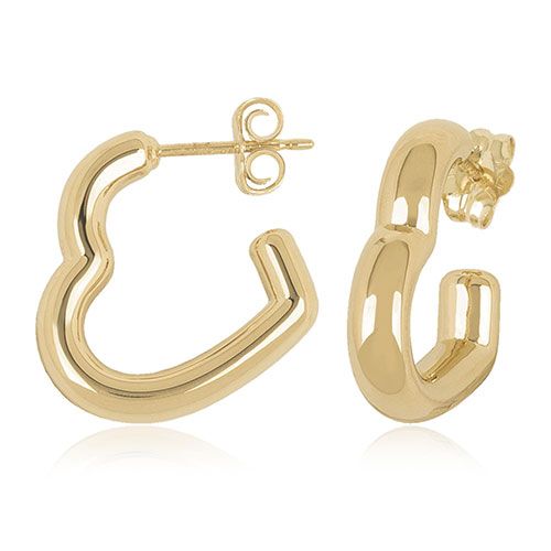 14kg Sm Open Heart J Hoop Earrings - 21-3359