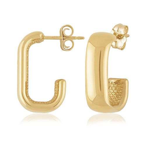 14kg Sm Rectangle Hoop Earrings - 21-3370