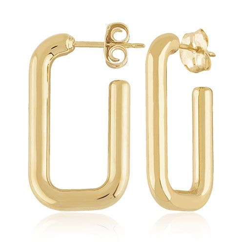 14kg Sm Rounded Rectangle J Hoop Earrings - 21-3361
