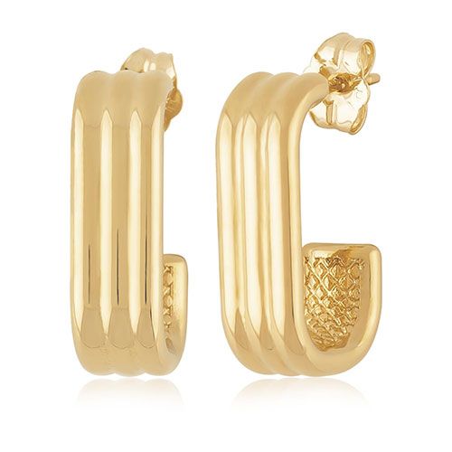 14kg Sm Trpl Rectangle Hoop Earrings - 21-3369
