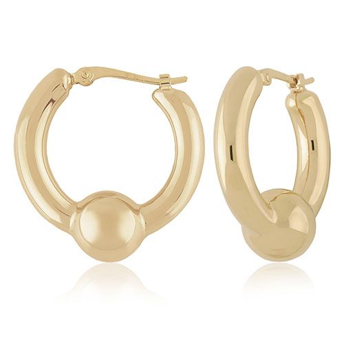 14kg Sm Tube W-ball Hoop Earrings - 21-4241