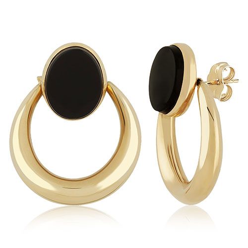 14kg Sm U Shape Hoop W-ox Top Earrings - 04-017-OX