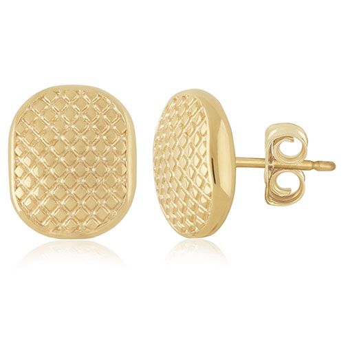 14kg Soft Oval Textrued Stud Earrings - 21-3383-T