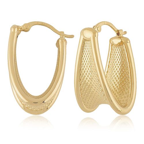 14kg Tapered Faceted Band Hoop Earrings - 21-4235