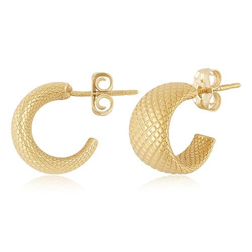 14kg X-sm Flat Faceted Band Hoop Earrings - 21-3368-T
