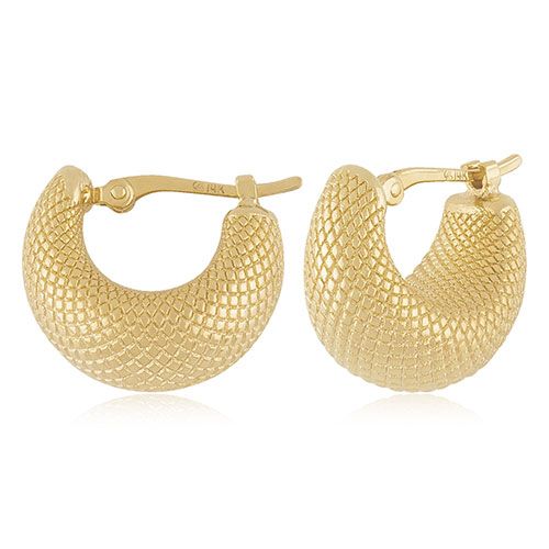 14kg X-sm Puff Bottom Faceted Hoop Earrings - 21-4236-T