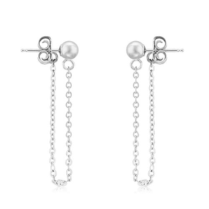 14kw 4mm Ball W-1.5 Inch  Chain Earrings - 12-107W-1-5