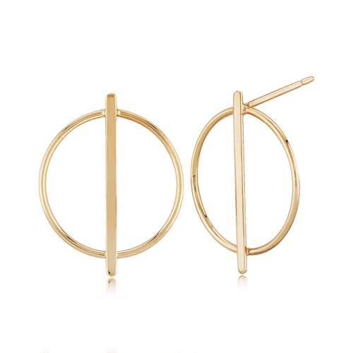 14ky Circle W/bar Earrings - 14423
