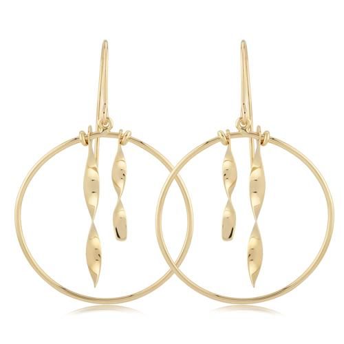 14ky Framed Dangle Twist Earrings - 14436