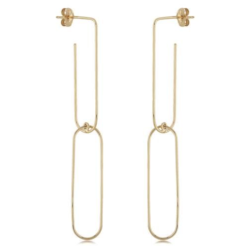 14ky Long Oval Dangle Earrings - 14428