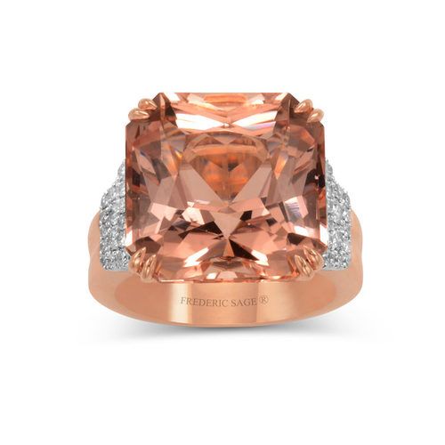 18K Pink and White Gold One-Of-A-Kind Square-Cut Morganite Ring