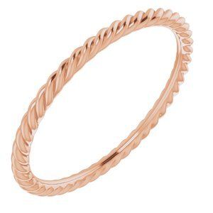 18K Rose 1.5 mm Skinny Rope Band Size 7 - 51695:209:P