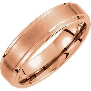 18K Rose Gold PVD Tungsten 4 mm Satin and Polished Edge Band Size 10.5 - TAR204:20105:P