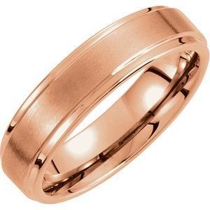 18K Rose Gold PVD Tungsten 4 mm Satin and Polished Edge Band Size 8.5 - TAR204:2085:P
