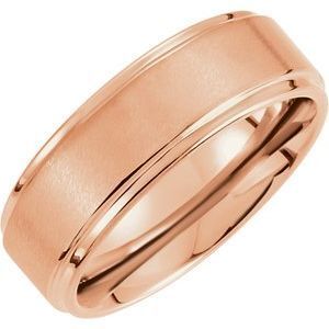 18K Rose Gold PVD Tungsten 8 mm Rounded Edges Band with Satin Finish Size 10 - TAR252:2010:P