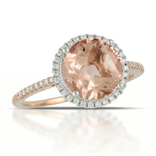 18k White And Rose Gold Diamond Ring With Morganite - LB215MG