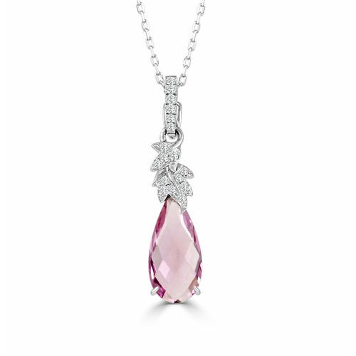 18K White Gold Imperial Topaz and Diamond Pendant