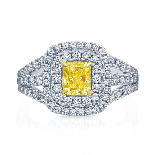 18k white gold one-of-a-kind yellow diamond ring