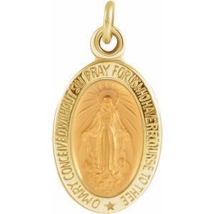 18K Yellow 29x20 mm Oval Miraculous Medal - R5020:129587:P