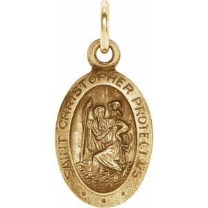18K Yellow 29x20 mm Oval St. Christopher Medal - R5023:129588:P