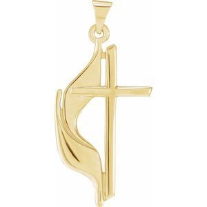 18K Yellow 30x17.5 mm Methodist Cross Pendant  - R16295:106500:P