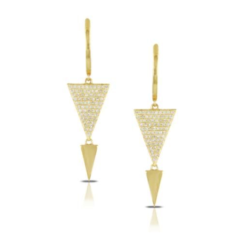 18k Yellow Gold Diamond Earring In Satin Finish - E7749