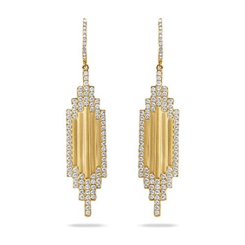 18k Yellow Gold Diamond Earring In Satin Finish - E8592-1