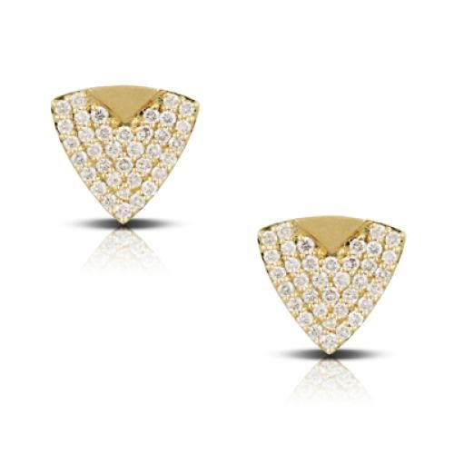 18k Yellow Gold Diamond Earring With Satin Finish - E8645