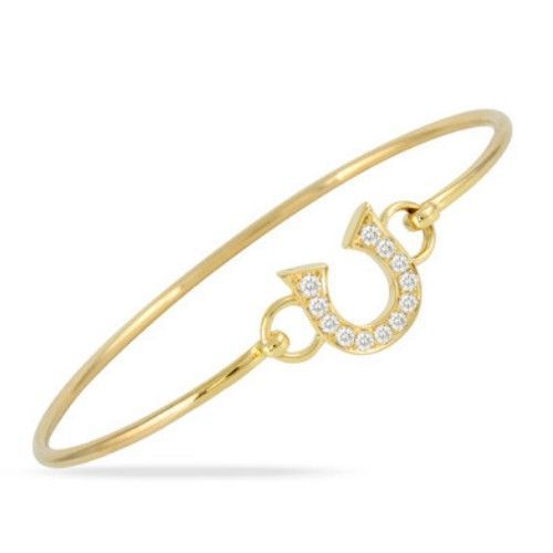 18k Yellow Gold Diamond Horseshoe Bangle - B9732