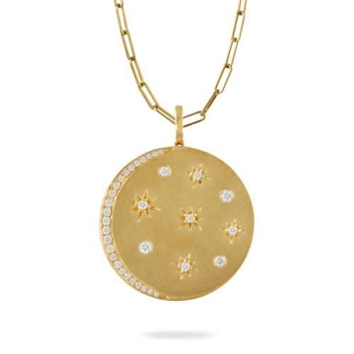 18k Yellow Gold Diamond Pendant In Satin Finish (25 Mm)  - P10032