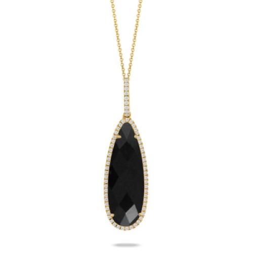 18k Yellow Gold Diamond Pendant With Black Onyx - P5515BO