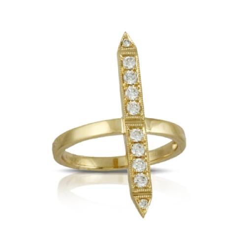 18k Yellow Gold Diamond Ring In Satin Finish - R8180-1