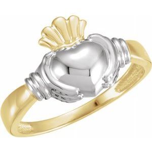 18K Yellow/White Claddagh Ring Size 11 - 50296:272408:P