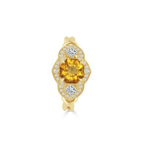 18k Yellow white gold one-of-a-kind Citrine diamond ring