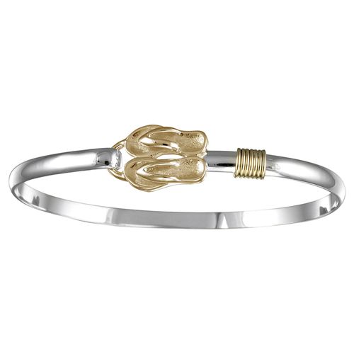 2 Flip Flop Hook Bracelet - Sterling Silver & 14K Gold 4mm 7.5 Inch