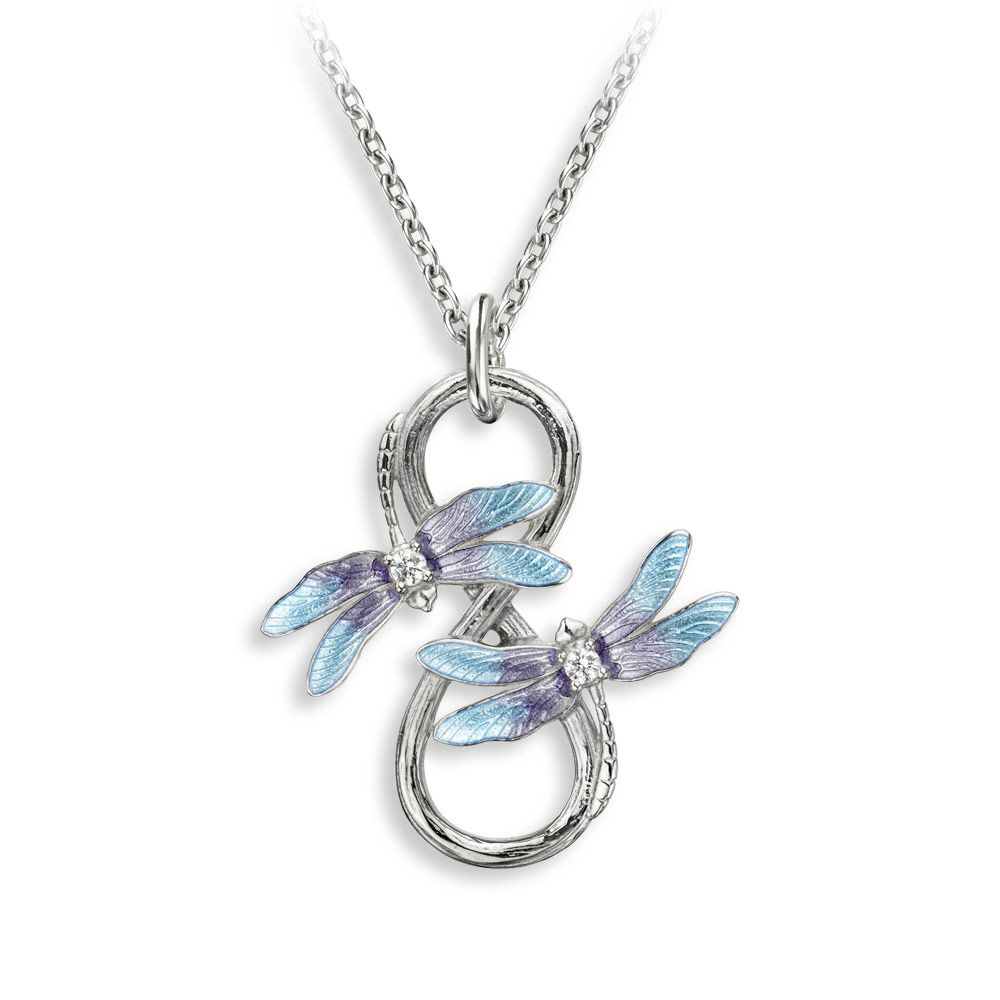 2 Turquoise Dragonfly Necklace-White Sapphires  Sterling Silver - NN0600YA