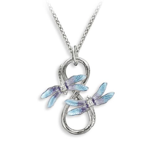 2 Turquoise Dragonfly Necklace-White Sapphires  Sterling Silver - NN0600YA