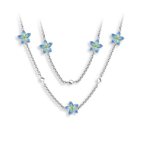 20-inch Blue Plumeria Necklace  Sterling Silver - NN0587B