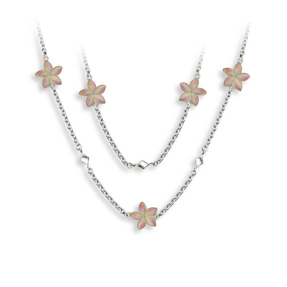 20-inch Pink Plumeria Necklace  Sterling Silver - NN0587A