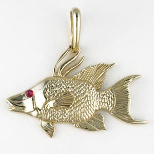 Large Hogfish Pendant 14K Gold - 204